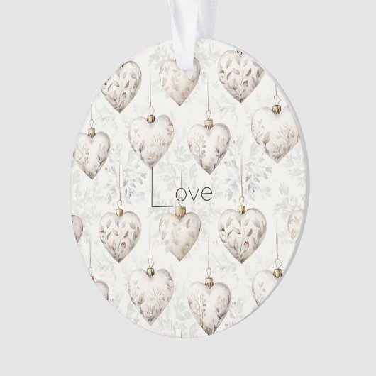 Chic Cream Grey Hearts Ornaments   Ornament (Vorderseite)