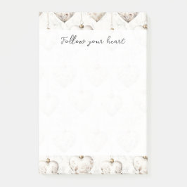 Chic Cream Grey Hearts Ornaments   Post-it Klebezettel