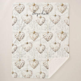Chic Cream Grey Hearts Ornaments   Sherpadecke