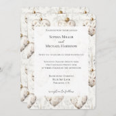 Chic Cream Grey Hearts Ornaments Wedding Einladung (Vorne/Hinten)