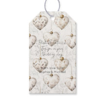 Chic Cream Grey Hearts Ornaments Wedding