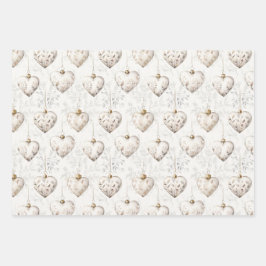 Chic Cream Grey Hearts Ornaments Wedding Geschenkpapier Set