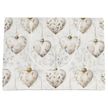 Chic Cream Grey Hearts Ornaments Wedding