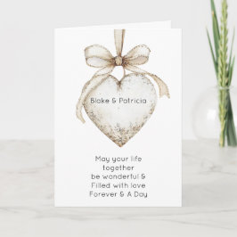 Chic Cream Grey Hearts Ornaments Wedding Karte