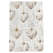 Chic Cream Grey Hearts Ornaments Wedding Mittlere Geschenktüte (Rückseite)