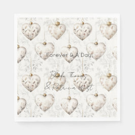 Chic Cream Grey Hearts Ornaments Wedding Serviette