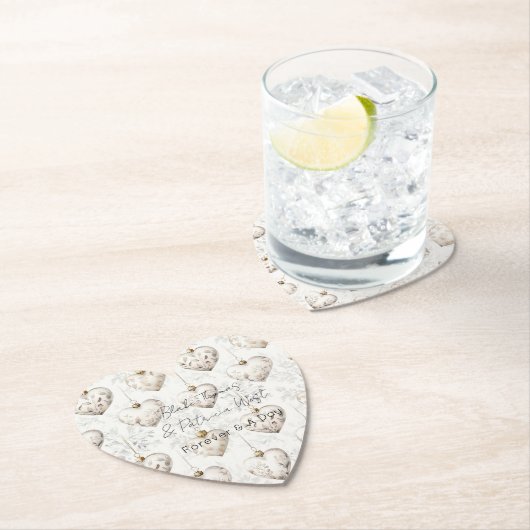 Chic Cream Grey Hearts Ornaments Wedding Untersetzer (Vor Ort)