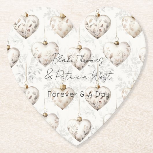 Chic Cream Grey Hearts Ornaments Wedding Untersetzer (Vorderseite)