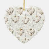 Chic Cream Hearts Silver Ribbon Christmas Keramik Ornament (Hinten)