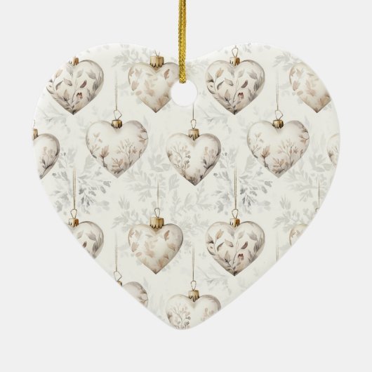 Chic Cream Hearts Silver Ribbon Christmas Keramik Ornament (Hinten)