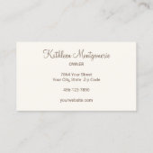 Chic Cream Mocha Script Photo Lashes and Brows Visitenkarte (Rückseite)