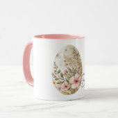 Chic Cream Pink Spring Flowers Easter Egg  Tasse (Vorderseite Links)