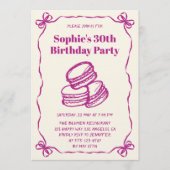 Chic Cream & Purple Macaron 30th Birthday Party Einladung (Vorderseite)