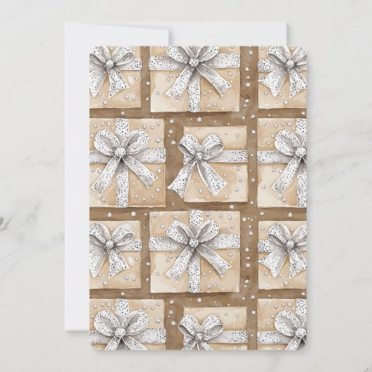 Chic Cream Silver Glam Bow Brautparty Einladung (Rückseite)