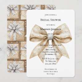 Chic Cream Silver Glam Bow Brautparty Einladung