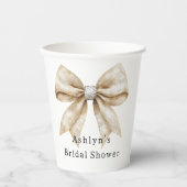 Chic Cream Silver Glam Bow Brautparty Pappbecher (Vorderseite)