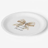 Chic Cream Silver Glam Bow Brautparty Pappteller (Schrägansicht)