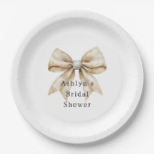 Chic Cream Silver Glam Bow Brautparty Pappteller (Vorderseite)