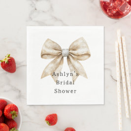 Chic Cream Silver Glam Bow Brautparty Serviette