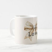 Chic Cream Silver Glam Bow Liebe Kaffeetasse (Vorderseite Links)