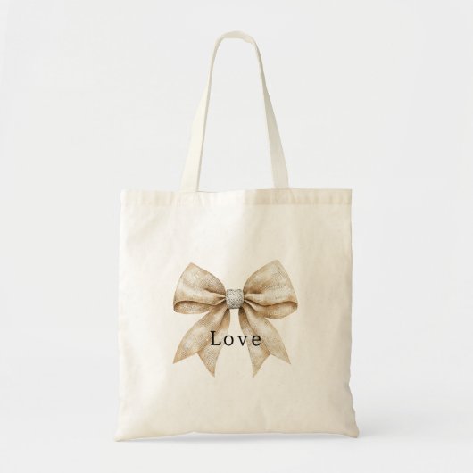 Chic Cream Silver Glam Bow Liebe Tragetasche (Vorne)