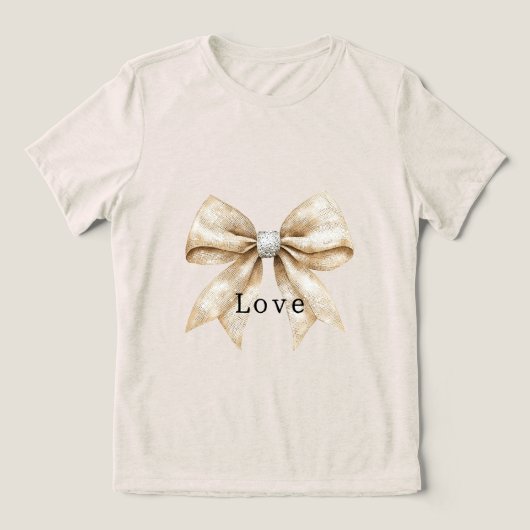 Chic Cream Silver Glam Bow Liebe Tri-Blend Shirt (Design Vorderseite)