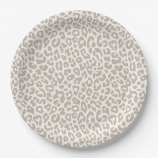 Chic Cream Taupe Animal Print Pappteller