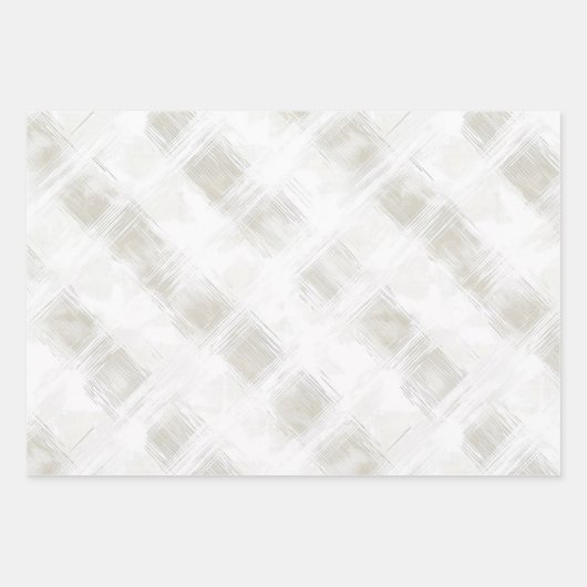 Chic Cream Weiße Streifen Hochzeit Geschenkpapier Set (Vorderseite)