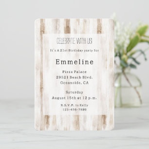 Chic Cream White Brown Streifen Geburtstag Einladung