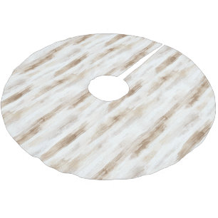 Chic Cream White Brown Streifen Polyester Weihnachtsbaumdecke