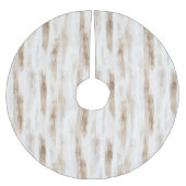 Chic Cream White Brown Streifen Polyester Weihnachtsbaumdecke (Vorderseite)
