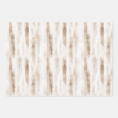 Chic Cream White Brown Stripes Brautparty Geschenkpapier Set (Vorderseite)