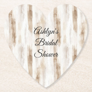 Chic Cream White Brown Stripes Brautparty Untersetzer