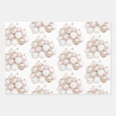 Chic Cream White Dots Bow Ornament Weihnachten Geschenkpapier Set (Vorderseite 3)