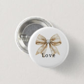 Chic Cream White Silver Glam Bow Liebe Button (Vorne & Hinten)