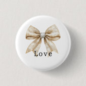 Chic Cream White Silver Glam Bow Liebe Button (Vorderseite)