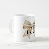 Chic Cream White Silver Glam Bow Liebe Kaffeetasse (Vorderseite Links)