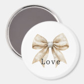 Chic Cream White Silver Glam Bow Liebe Magnet (Vorderseite/Rückseite)