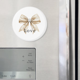 Chic Cream White Silver Glam Bow Liebe Magnet