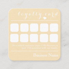 CHIC CREAMY YELLOW 10 PUNCH BUSINESS LOYALTY CARD QUADRATISCHE VISITENKARTE