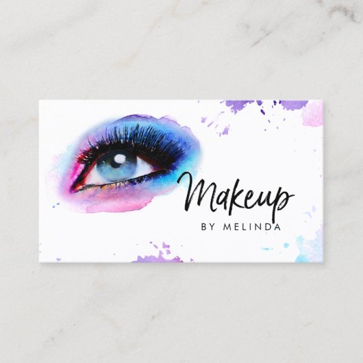 Chic Creative Makeup Artist Watercolor Eye Visitenkarte (Vorderseite)