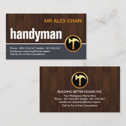 Chic Creative Timber Wood Layers Visitenkarte (Vorne/Hinten)