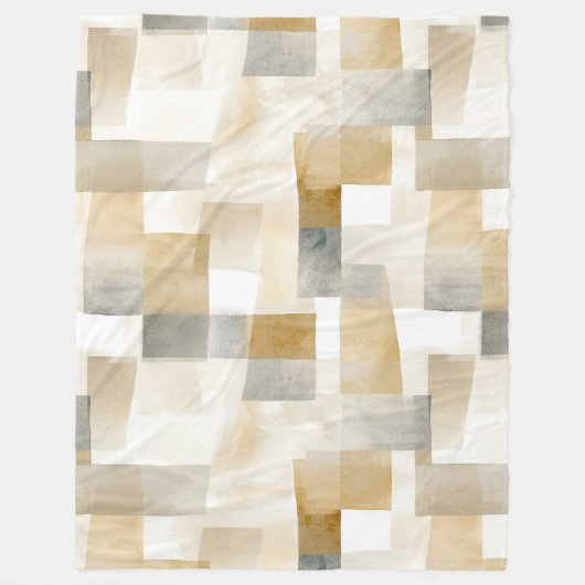 Chic Creme Braun Abstrakt Fleecedecke (Vorderseite)
