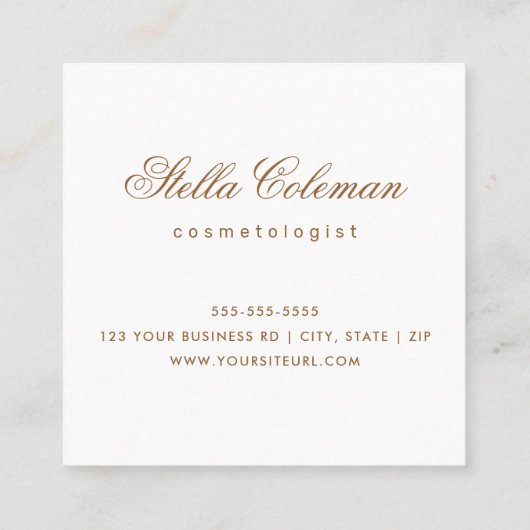 Chic Creme Elfenbein, weißes Logo minimalistisch Quadratische Visitenkarte (Rückseite)