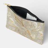 Chic Creme Gold Blumenmuster Zubehörtasche (Offen)