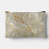 Chic Creme Gold Blumenmuster Zubehörtasche (Vorderseite)