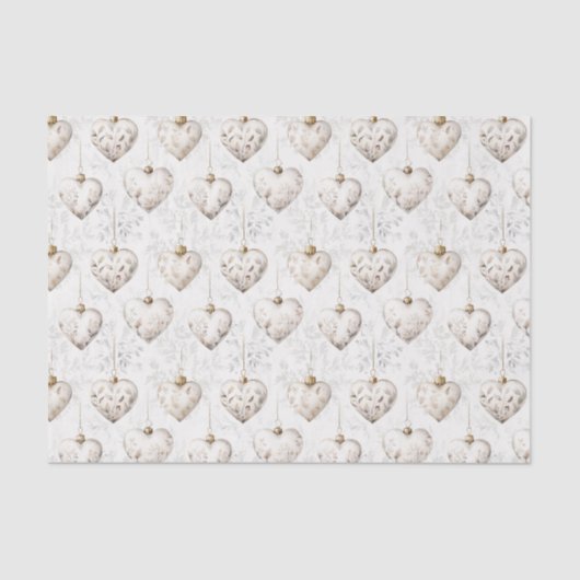 Chic Creme Graue Herzen Ornamente Hochzeit Seidenpapier (Vorderseite)