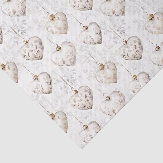 Chic Creme Graue Herzen Ornamente Hochzeit Seidenpapier (Ausschnitt)