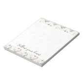 Chic Creme Graue Herzen Ornamente Notizblock (Rotiert)