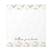 Chic Creme Graue Herzen Ornamente Notizblock (Vorderseite)